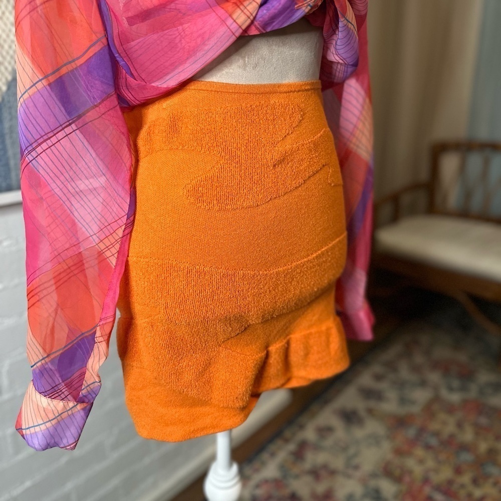 Le Lis Orange Terry Cloth Bodycon Mini Skirt - Picture 3 of 7